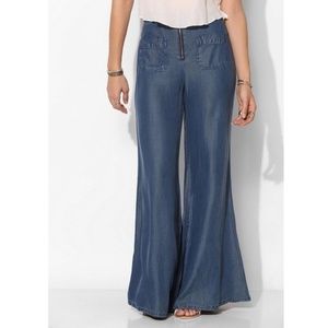 Anthropology Wide Leg Chambray Jean Pants